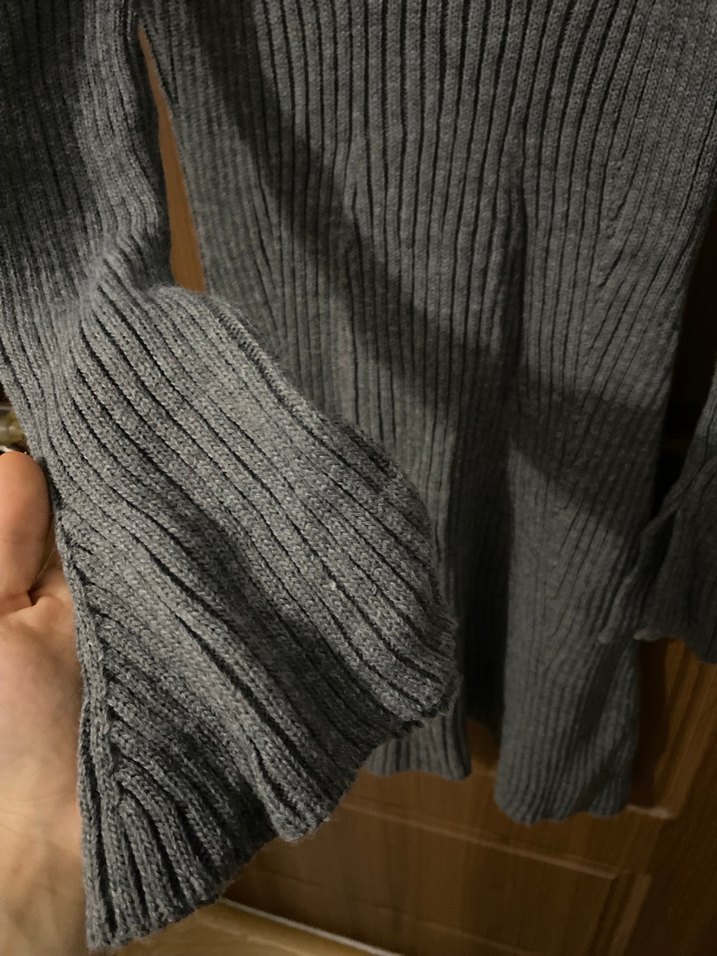 Gri Triko Midi Elbise - Görsel 5