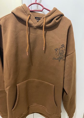 Kahverengi Kapüşonlu Rahat Sweatshirt - Görsel 3