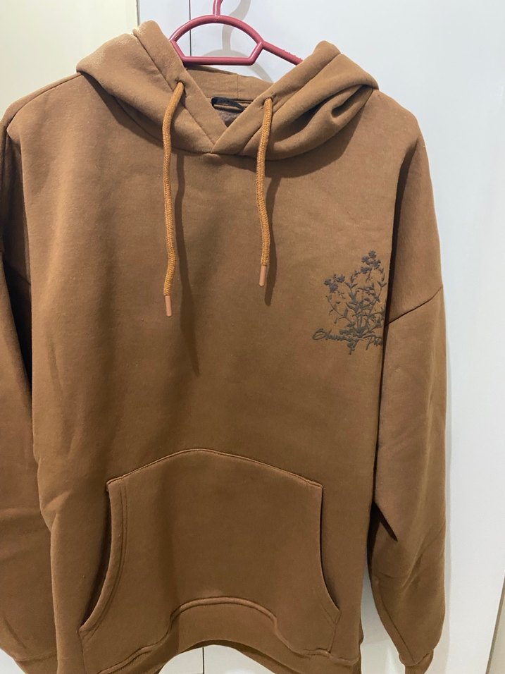 Kahverengi Kapüşonlu Rahat Sweatshirt - Görsel 3