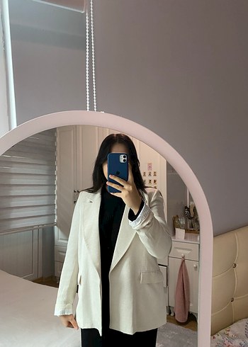 Bej Kadın Midi Blazer Ceket - Görsel 2