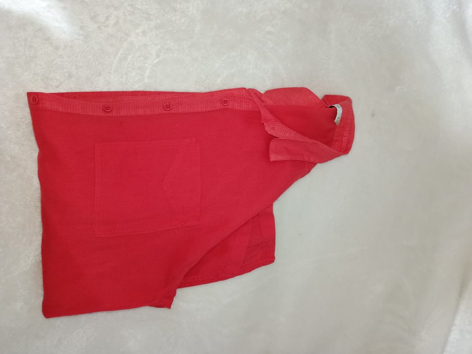 Düğmeli Kırmızı Midi gömlek - Görsel 2