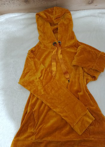 Sarı Kapüşonlu Kadın Sweatshirt - Görsel 2