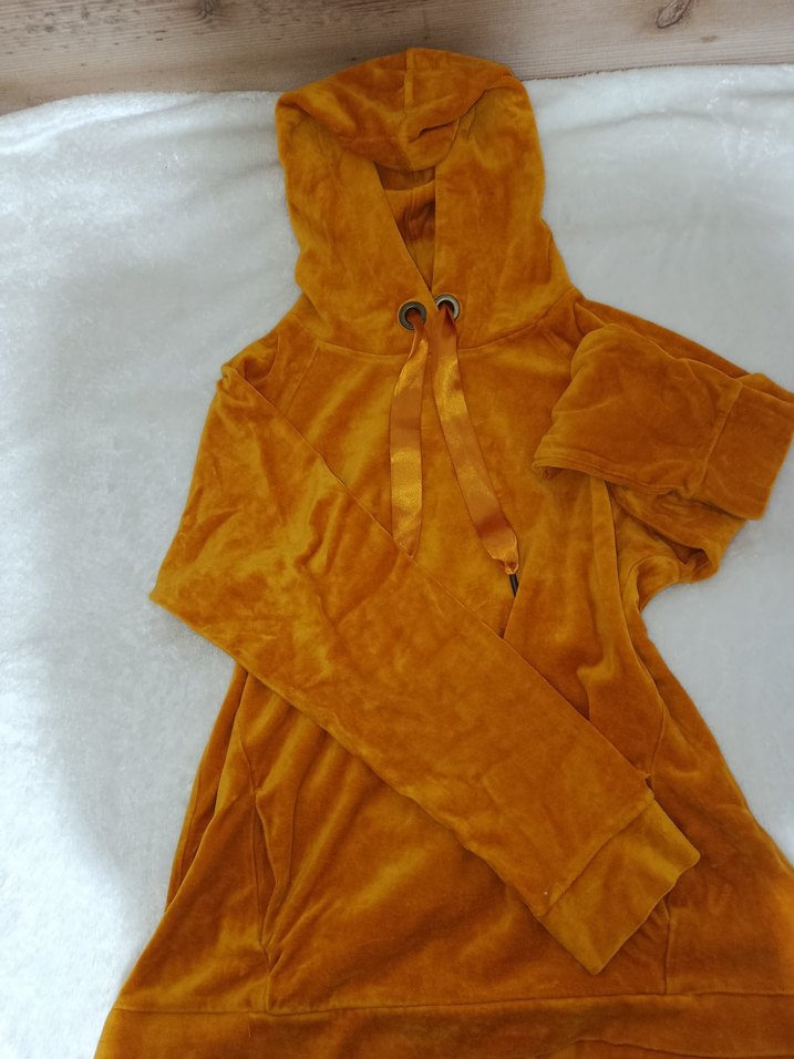 Sarı Kapüşonlu Kadın Sweatshirt - Görsel 2