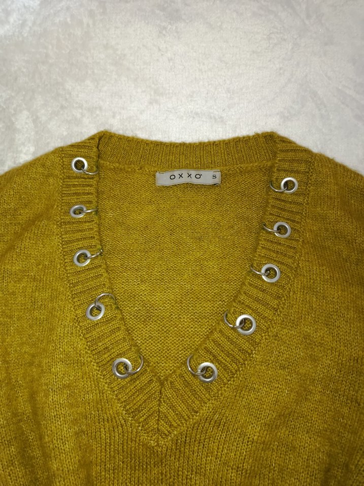 Sarı Bohem Kadın Triko Kazak - Görsel 2