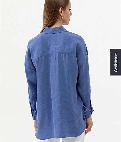 pierre cardin etiketli oversize gomlek - Görsel 4