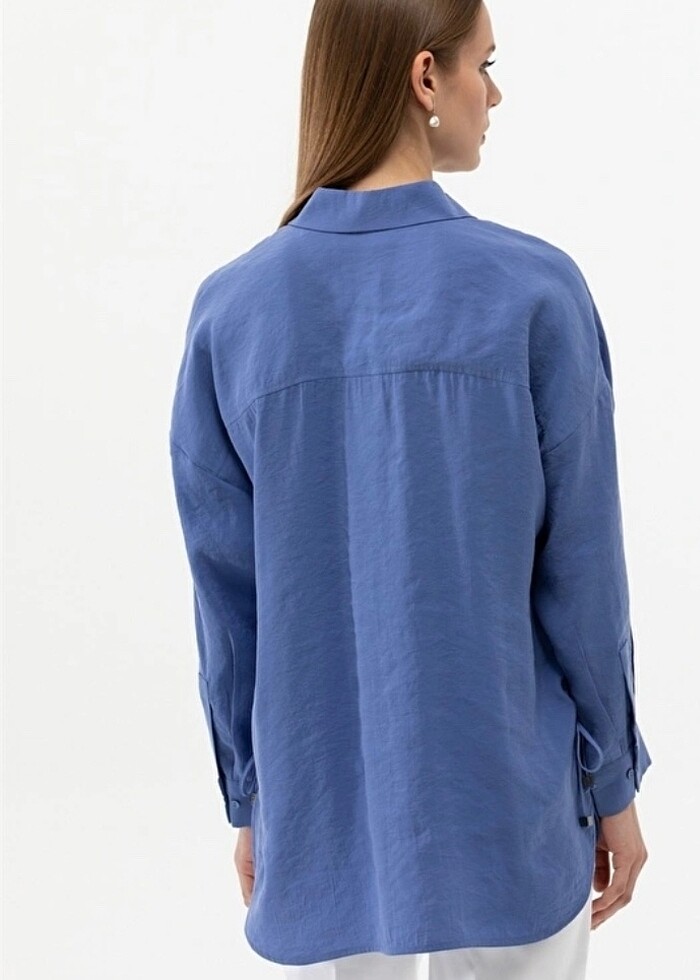 pierre cardin etiketli oversize gomlek - Görsel 4