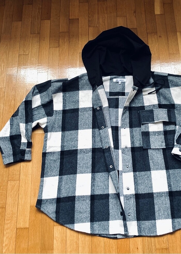 koton kapüşonlu oversize oduncu gömleği - Görsel 2