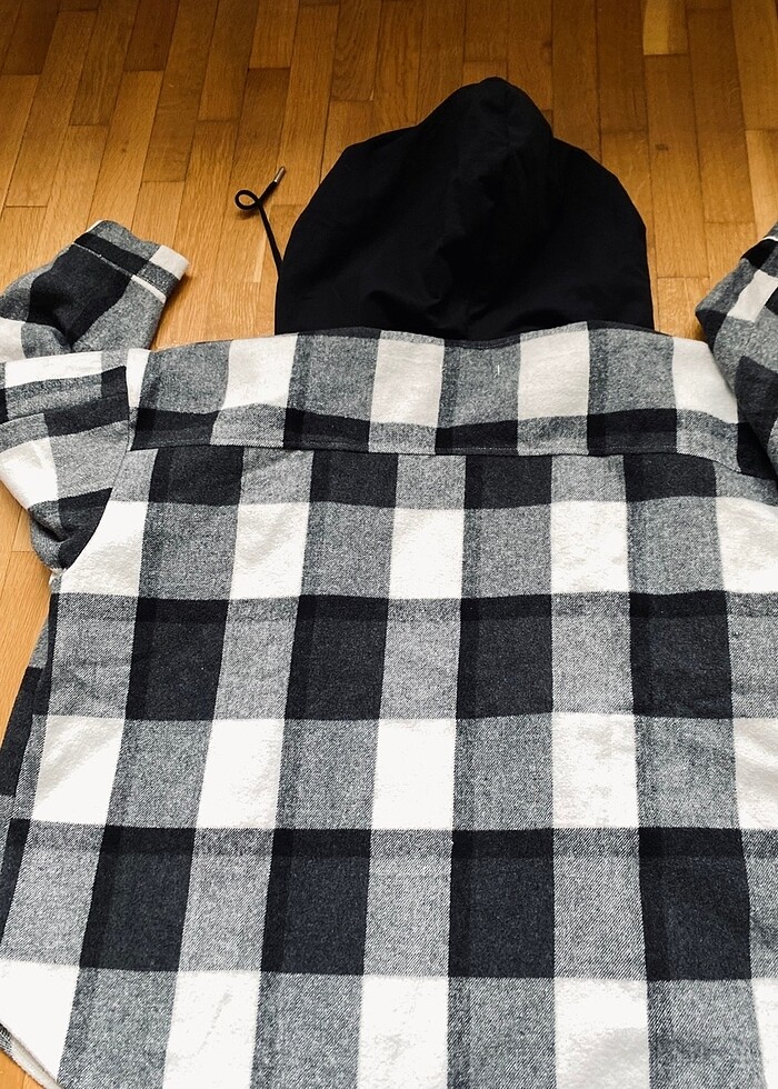 koton kapüşonlu oversize oduncu gömleği - Görsel 4