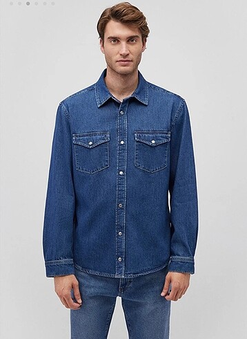 mavi ted indigo pamuk unisex gömlek