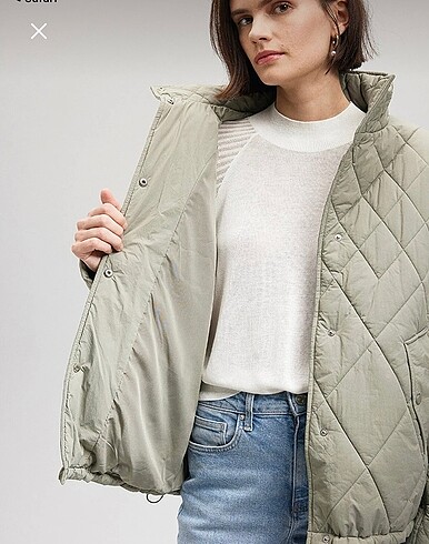 m Beden haki Renk kapitone oversize haki mont