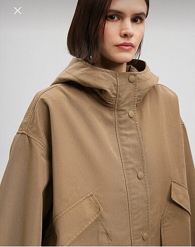 büyük cepli oversize ceket parka - Görsel 5