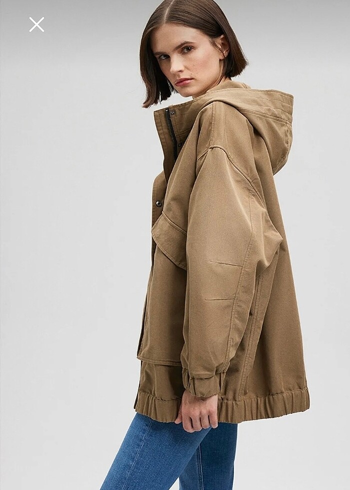 büyük cepli oversize ceket parka - Görsel 4