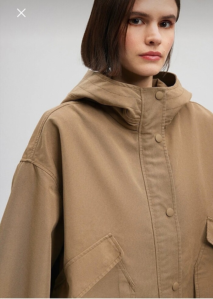 büyük cepli oversize ceket parka - Görsel 5