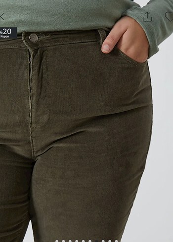 Kadın Haki kadife Pantolon - Görsel 3
