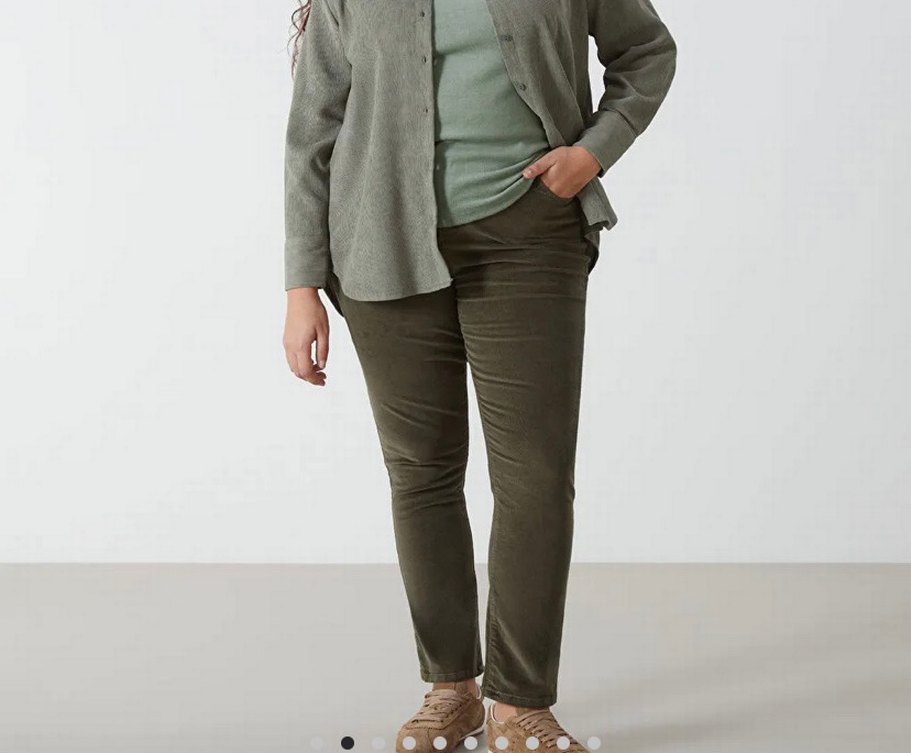 Kadın Haki kadife Pantolon - Görsel 2