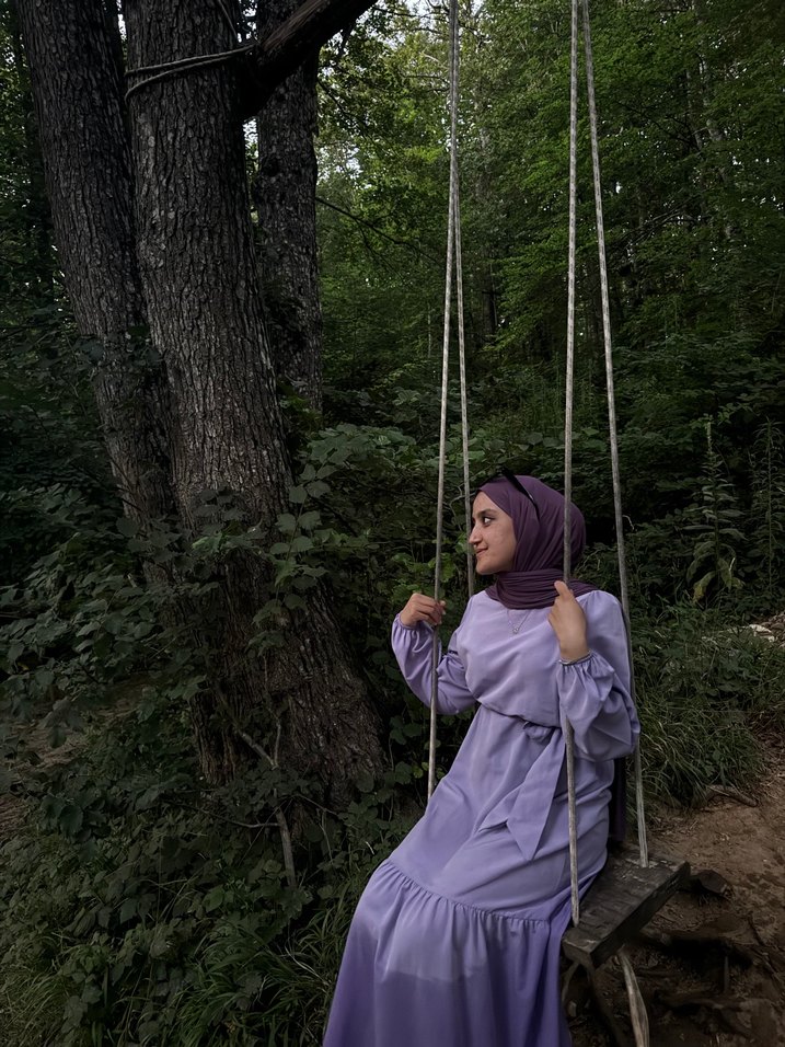 Diger Mor Pamuklu Uzun  Elbise - Görsel 2