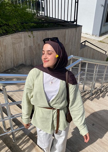 Kadın Keten Rahat Kesim Midi Takım - Görsel 3