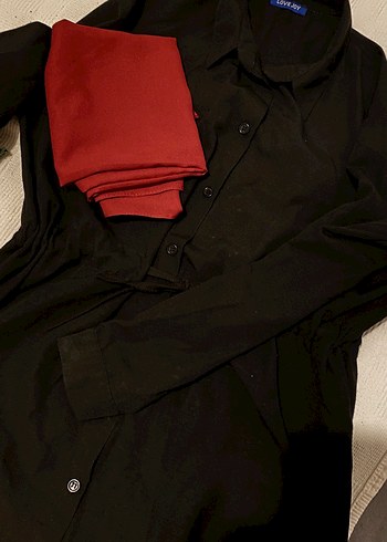 Düğmeli Siyah  Gömlek - Görsel 2