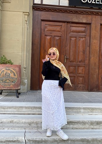 Kadın uzun beyaz etek - Görsel 2