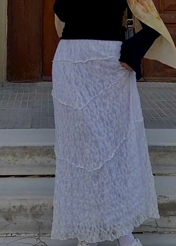 Kadın uzun beyaz etek - Görsel 3