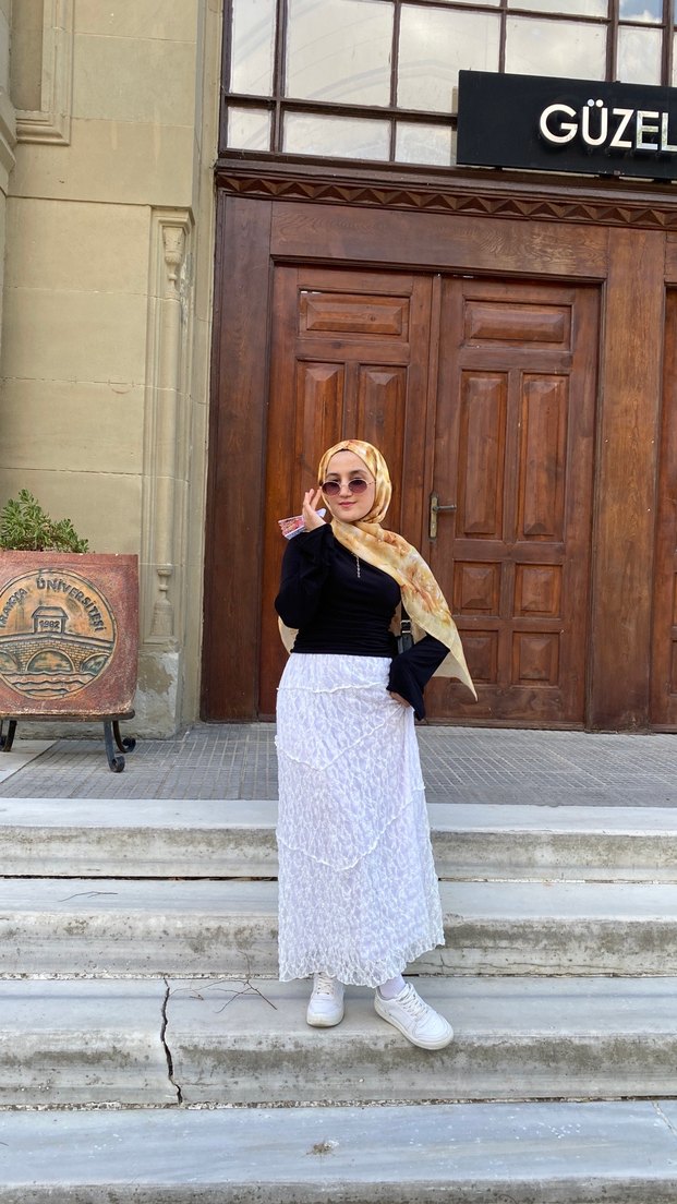 Kadın uzun beyaz etek - Görsel 2