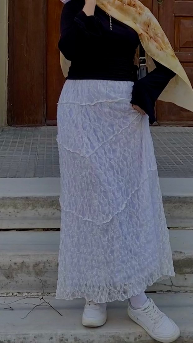 Kadın uzun beyaz etek - Görsel 3