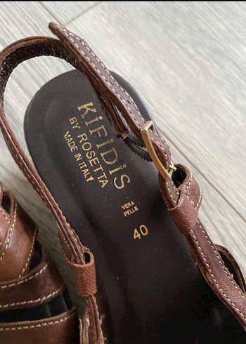 Kigidis 
Kahverengi Deri Kadın Dolgu Topuklu Sandalet - Görsel 5