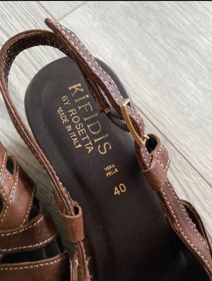 Kigidis 
Kahverengi Deri Kadın Dolgu Topuklu Sandalet - Görsel 5