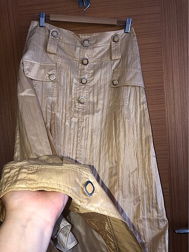 Deri görünümlü uzun şık etek - Görsel 6