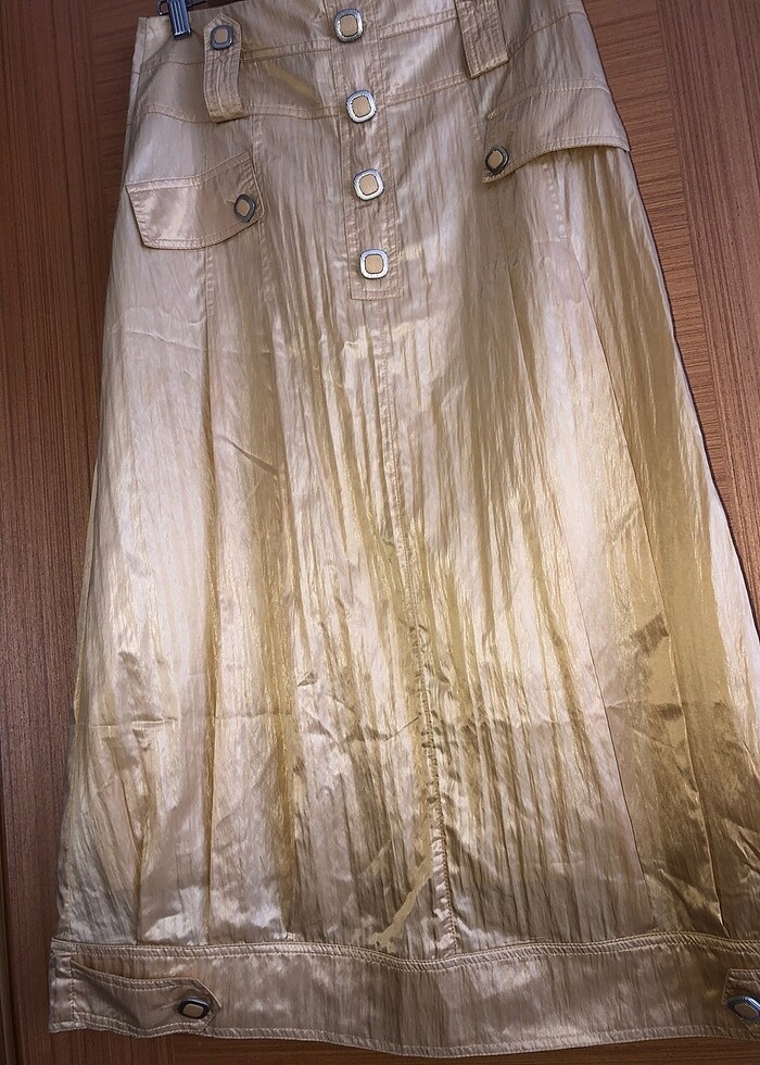 Deri görünümlü uzun şık etek - Görsel 4