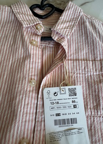 12-18 Ay Beden Zara etiketli 12.18 aylık erkek çocuk gömleği