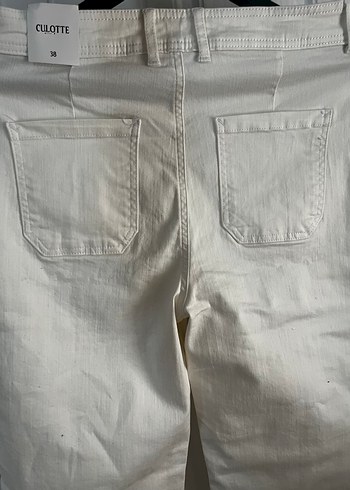 m Beden Kadın Beyaz Pamuklu Normal Kesim Kot Pantolon