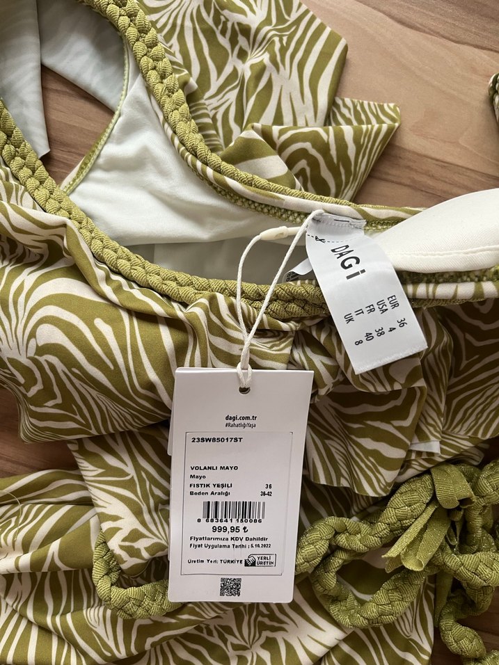 Kadın Khaki Zebra Desenli Bohem mayo - Görsel 3