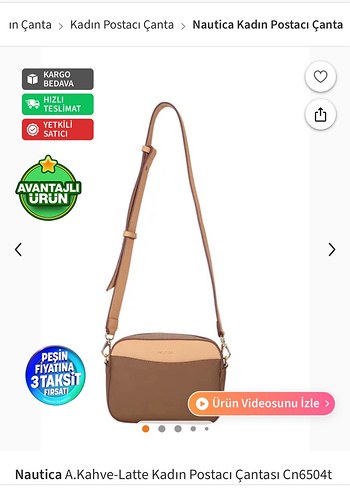 Nautica Kahve-Latte Kadın Deri Postacı Çantası