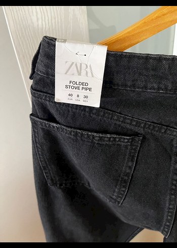 Zara Zara Kadın Siyah Kemerli Normal Boy Kot Pantolon