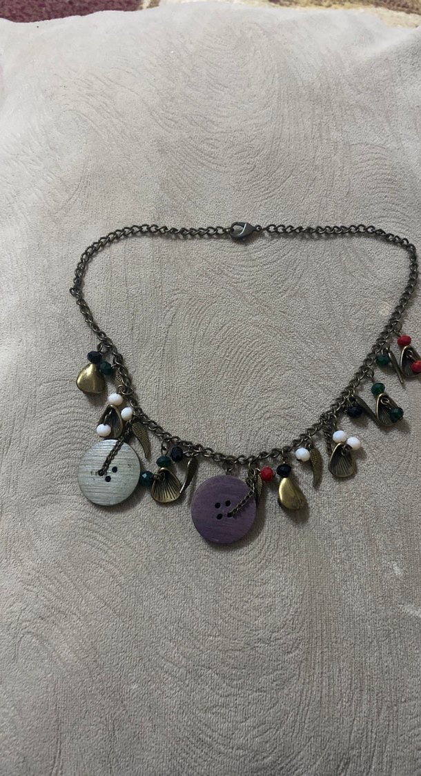 Uzun Çok Renkli Boncuklu Bohem Kolye - Görsel 2