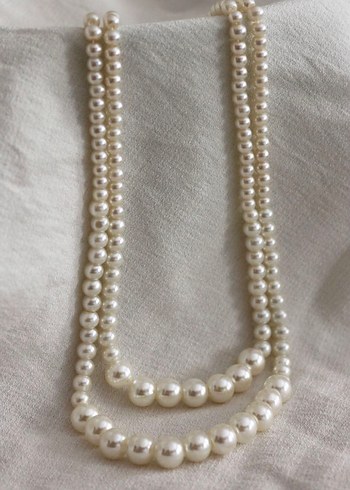 El Yapımı Beyaz İnci Kadın Kolye - Görsel 2