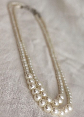 El Yapımı Beyaz İnci Kadın Kolye - Görsel 3