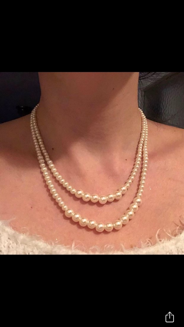 El Yapımı Beyaz İnci Kadın Kolye - Görsel 4