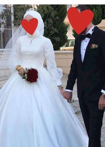 Klasik Zarafet Uzun Kollu Prenses Gelinlik