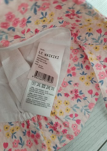 3-6 Ay, 17 cm Beden Pembe Çiçekli Fırfırlı Çocuk Şapkası