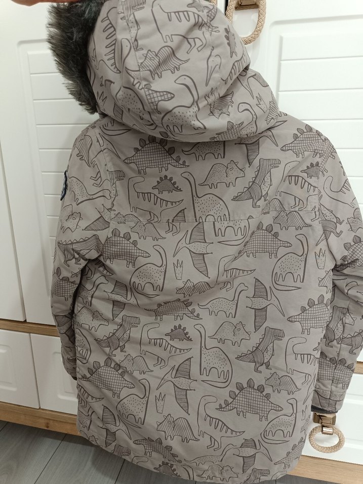 Gri Desenli Erkek Çocuk Kürklü Mont - Görsel 5