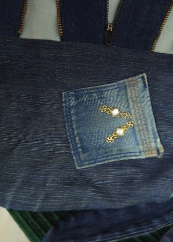 Kadın Kot Çanta Fermuarlı Gri Mavi - Görsel 5