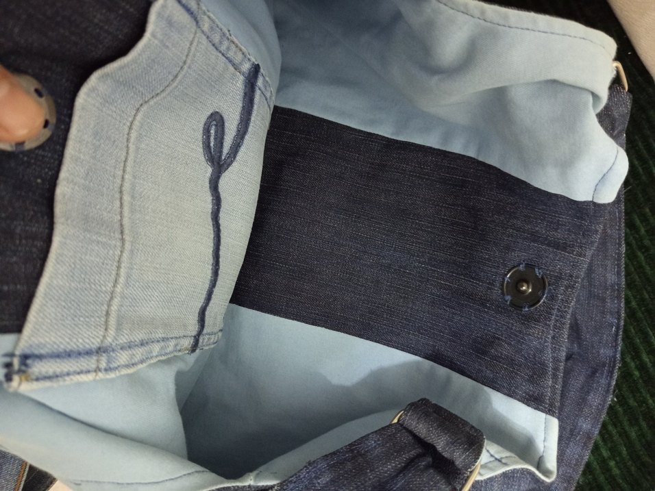 Kadın Kot Çanta Fermuarlı Gri Mavi - Görsel 4