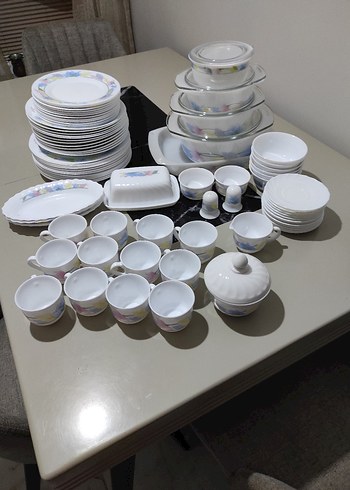 Beyaz mavi arcopal Yemek Takımı Seti