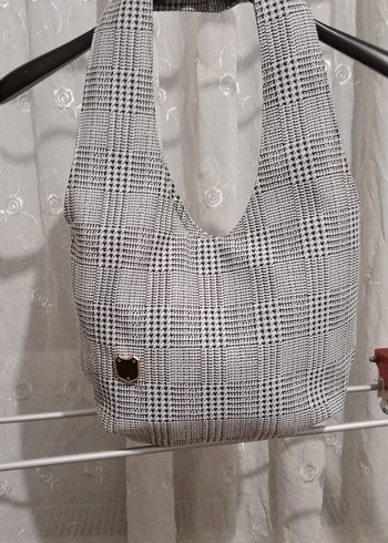 Gri Ekose Desenli Kadın Denim Çanta - Görsel 2