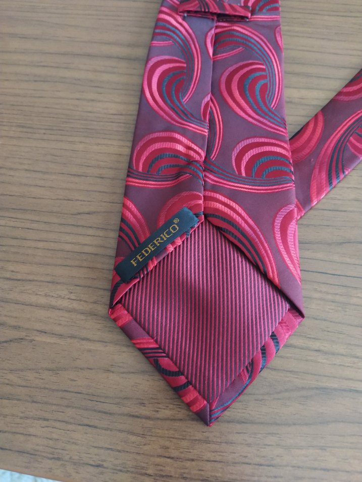 Bordo Renkli Retro Desenli Erkek Kravat - Görsel 2