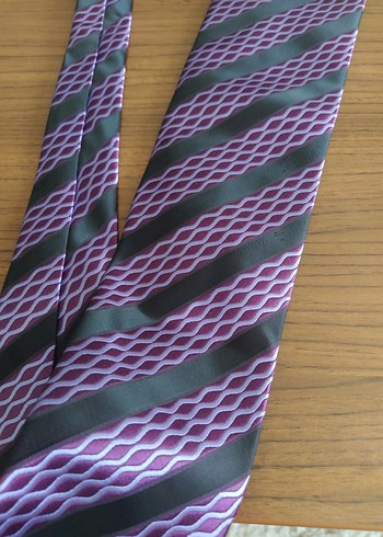 Mor ve Gri Desenli Klasik Erkek Kravat - Görsel 6
