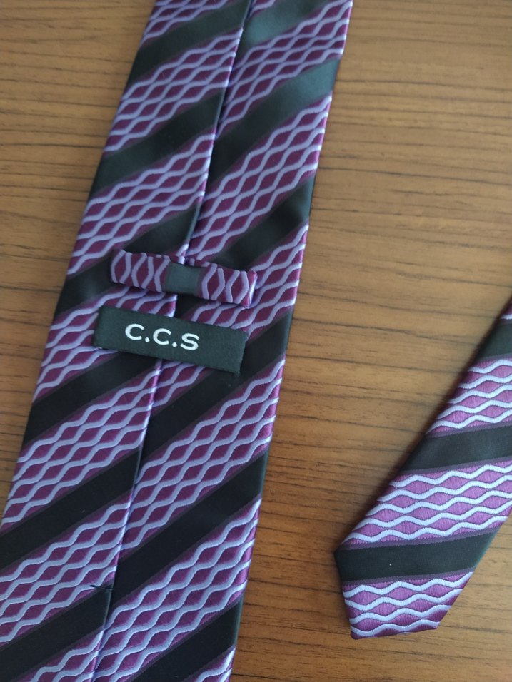 Mor ve Gri Desenli Klasik Erkek Kravat - Görsel 3