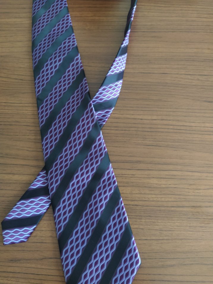 Mor ve Gri Desenli Klasik Erkek Kravat - Görsel 2